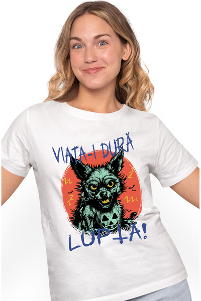 StoryGift Romania Tricou Femei caine furios mesaj motivational viata-i dura c...