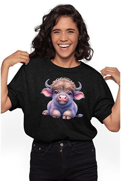 StoryGift Romania Women's T-shirt with a little buffalo, illustration, be goo...