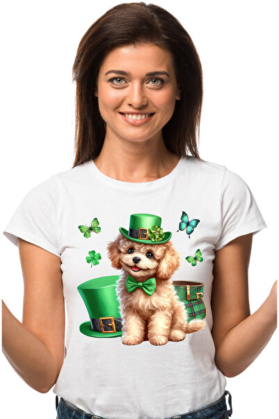 StoryGift Romania Tricou Femei cu un catel care poarta o palarie verde, ilust...