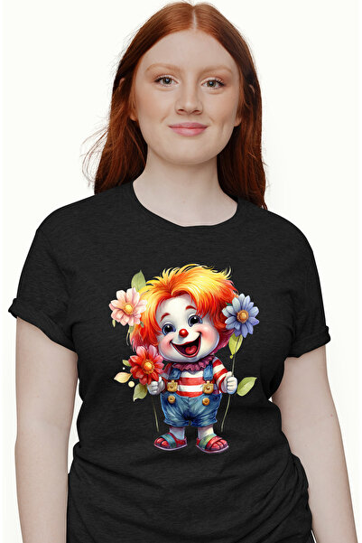 StoryGift Romania Tricou Femei cu un baietel clovn, joker, amuzant, comic, fl...