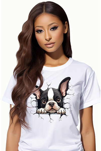 StoryGift Romania Tricou Femei cu French Bulldog, caine, animal de companie, ilustratie, serios, s WHT_XS
