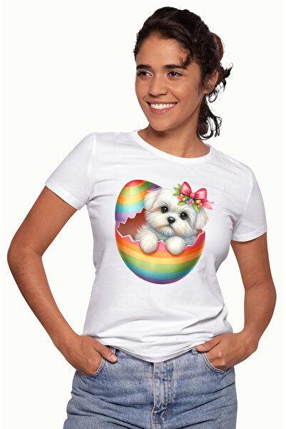 StoryGift Romania Tricou Femei cu un catelus care iese dintr-un ou, ilustrati...