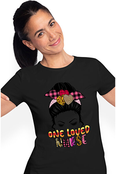 StoryGift Romania Tricou Femei cu mesajul "One loved nurse", profesie, ilustr...