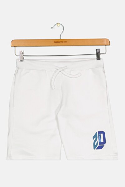 DSquared2 شورت أساسي مطبوع عليه رسومات للأولاد، أبيض