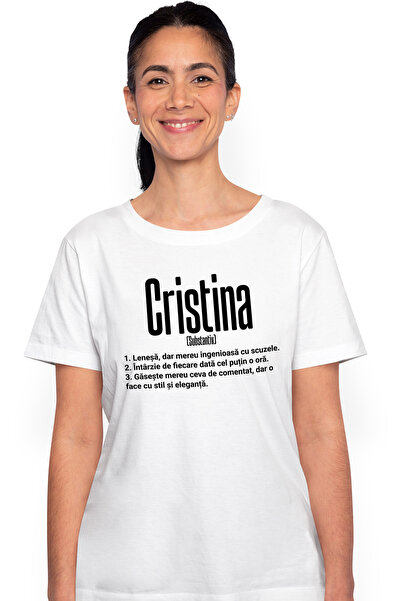 StoryGift Romania Tricou Femei Cu Numele Cristina, si Mesaj Amuzant, Lenesa, ...