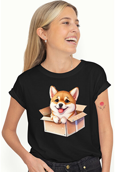 StoryGift Romania Tricou Femei cu un catel Chow Chow care iese dintr-o cutie,...