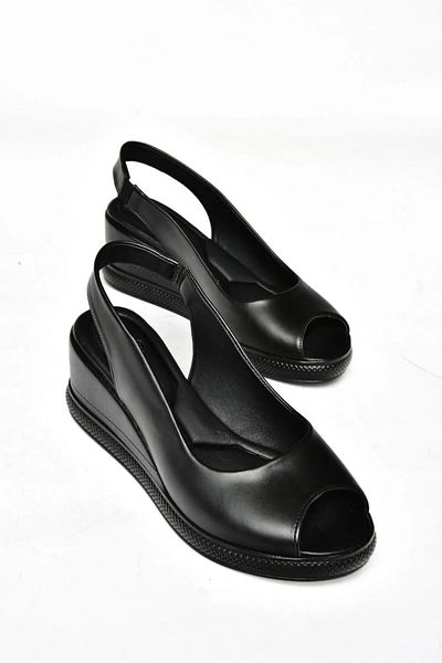 Leona Sandale de damă cu toc pană de 6 cm, deschise în față și în spate, sandale cu talpă anatomică
