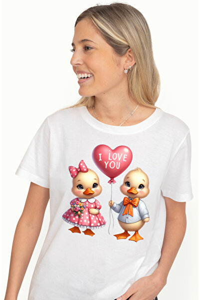 StoryGift Romania Tricou Femei cu o ratusca si un ratoi, ilustratie, timiditate, imbujorati, balon WHT_L