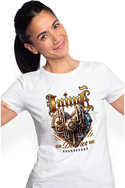 StoryGift Romania Tricou Femei inimă de fier. mecanica transformă iubire cu imprimeu pe Fata, 100% WHT_XL