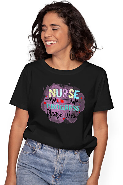 StoryGift Romania Tricou Femei cu mesajul "Nurse progress, please wait", prof...