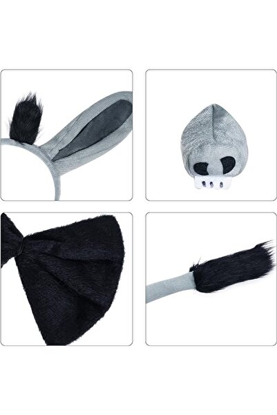 zola Σετ στολή γαϊδουριού, 7 τεμάχια, φούστα, στέμμα με αυτιά, παπιγιόν, πόδια, μύτη και ουρά, 3 ετών και άνω