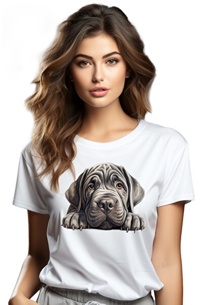 StoryGift Romania Tricou Femei cu un catel posomorat, ilustratie, cenusiu, pe...