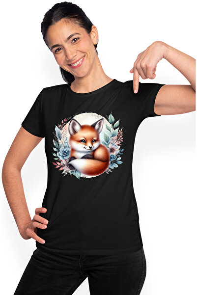 StoryGift Romania Tricou Femei cu o vulpe micuta care sta cuminte, ilustratie...