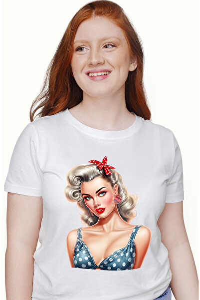 StoryGift Romania Tricou Femei cu o femeie frumoasa, ilustratie, stil retro, ...