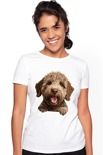 StoryGift Romania Tricou Femei cu un caine vesel si jucaus, ilustratie, blano...