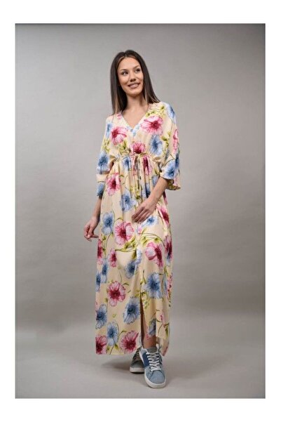sweet girl ROCHIE LUNGA CU FLORI BARCELLONA Bej Deschis S-M