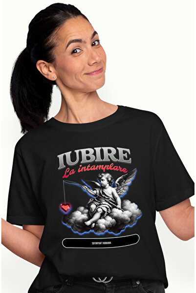 StoryGift Romania Tricou Femei Inger pescuind inimi iubire la intamplare cu i...