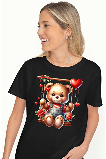 StoryGift Romania Tricou Femei cu un ursulet care se da in leagan, ilustratie...
