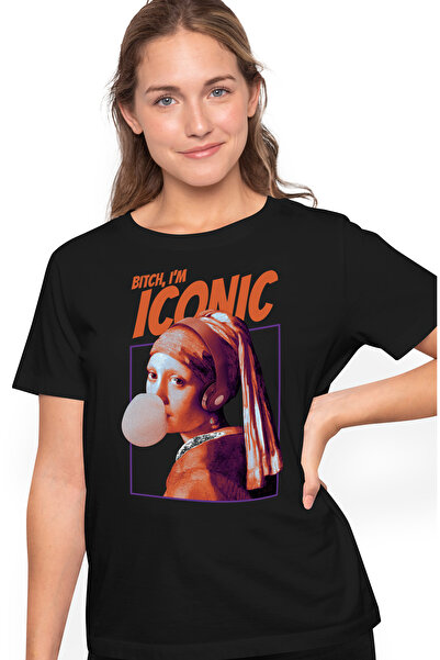 StoryGift Romania Tricou Femei "Fata cu Cercel de Perla I'm Iconic" cu imprim...