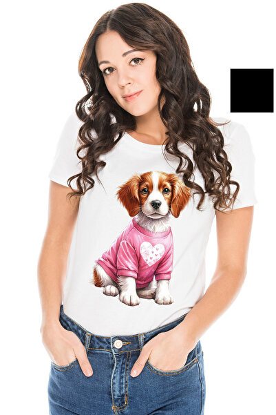 StoryGift Romania Tricou Femei cu un catel imbracat cu o bluza, ilustratie, r...