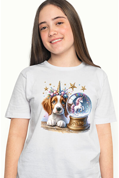 StoryGift Romania Tricou Femei cu un catel care are un globulet cu un unicorn...