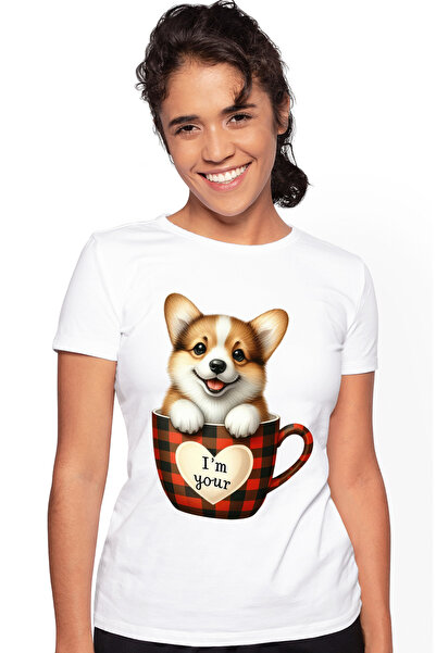 StoryGift Romania Tricou Femei cu un catel care sta intr-o ceasca, ilustratie...