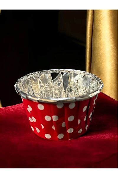 MODGER Red Silver Polka Dot Muffin Cake Capsule 50Pcs - V