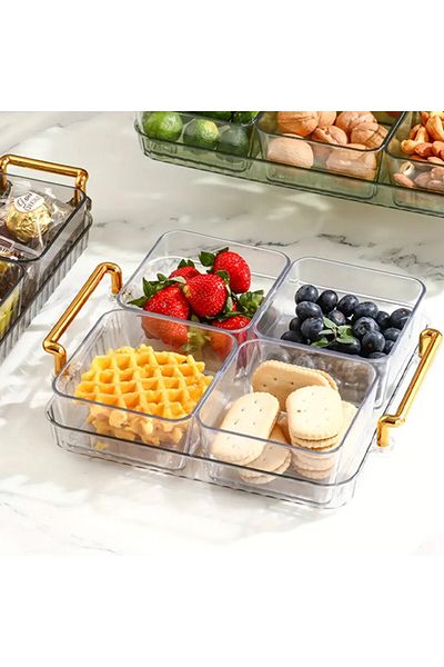 PUFO Tavă decorativă elegantă pentru servirea aperitivelor, prăjiturilor, fructelor, cu mânere, 32 cm