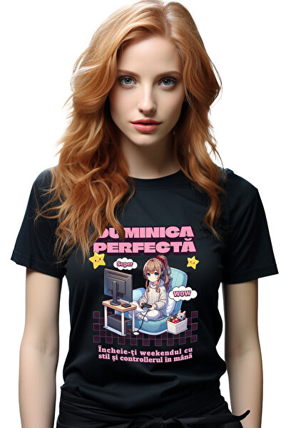 StoryGift Romania Tricou Femei fata stil anime jucand jocuri Duminica perfect...