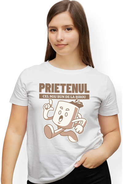 StoryGift Romania Tricou Femei prietenul cel mai bun de la birou cana de cafe...
