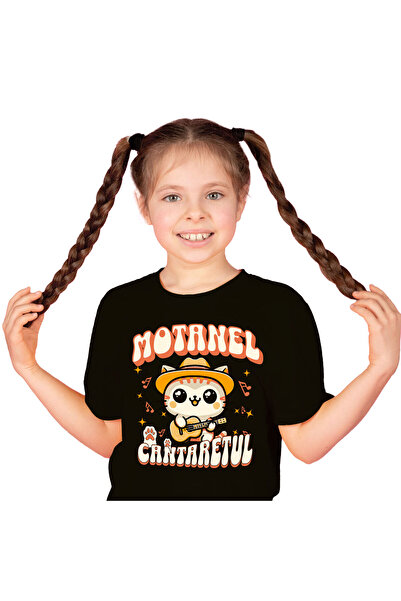 StoryGift Romania Tricou Copii cu Motan Cu Palarie Mexicana Si Chitara Animal...