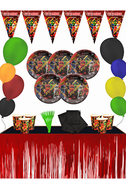 snowparty مجموعة زينة لحفلات أعياد الميلاد مكونة من 40 شخصًا مع تنورة طاولة معدنية من Ninjago