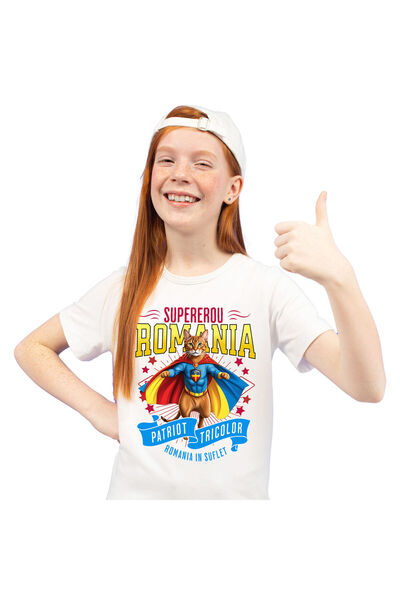 StoryGift Romania Abyssinian 2 Kids T-Shirt / Abyssinian 2 Cat in Captain Costume Romania c,White_12ANI