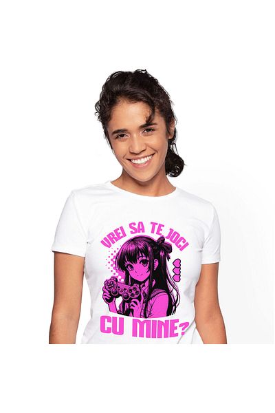 StoryGift Romania Women's T-shirt with Anime Style Girl Cartoons with Video Game Controller Print,White_XL