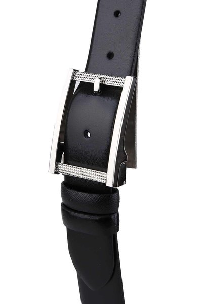 Kravatkolik Double Sided Classic Black Leather Belt 1000S