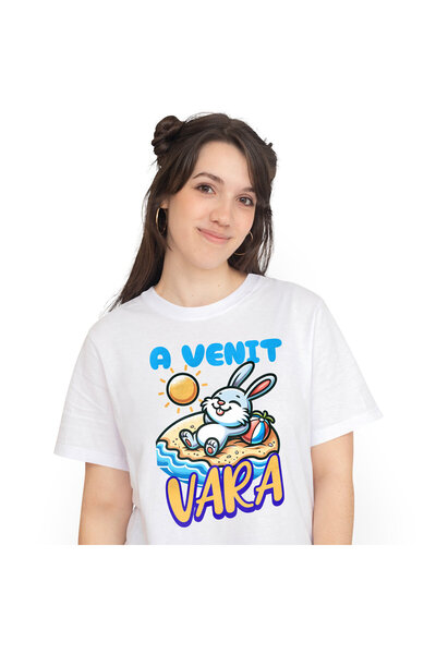 StoryGift Romania Tricou Femei cu Iepure Cu Dinti Lungi Pe Plaja Relaxare La ...