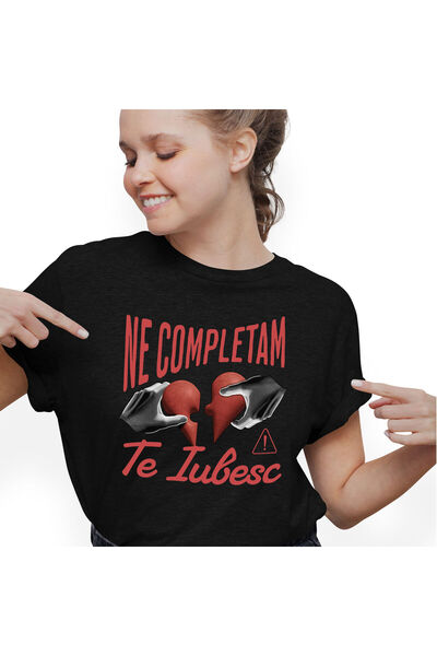 StoryGift Romania Tricou Femei cu Inima Rupta Stil Puzzel, Dragoste, Valentin...