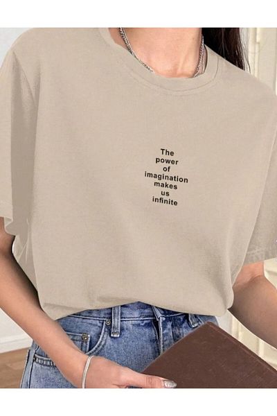 Viyalente Μπλουζάκι BEIGE THE POWER Φαρδύ καλούπι