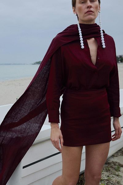 Suud Collection Plum 100% Linen Nora Shirt
