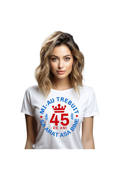 StoryGift Romania Tricou Femei cu Design Circular Coroana Regala Text In Limb...