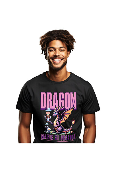 StoryGift Romania Tricou Barbati cu Dragon Mov Stil Animat Jocuri Video cu In...
