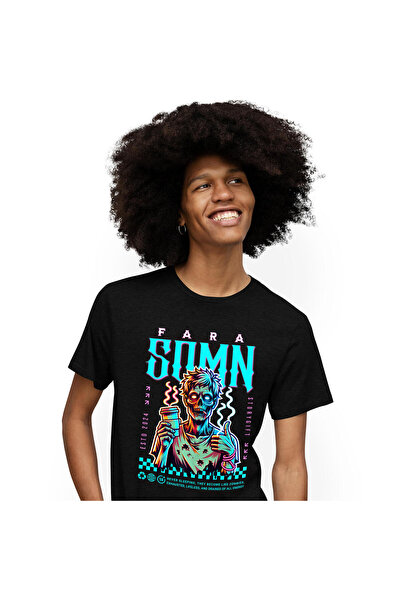 StoryGift Romania Tricou Barbati cu Portret Zombie extenuat cu Tigara Si Cafe...