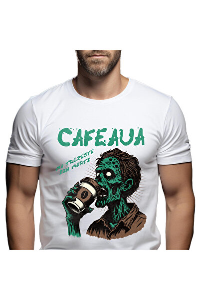 StoryGift Romania Tricou Barbati cu Iubitorii De Cafea Portret Zombie Scarry ...