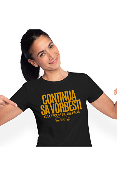 StoryGift Romania Tricou Femei cu Mesaj Haios In Limba Romana Smiley Face Conversatie sarcastica N,Black_S