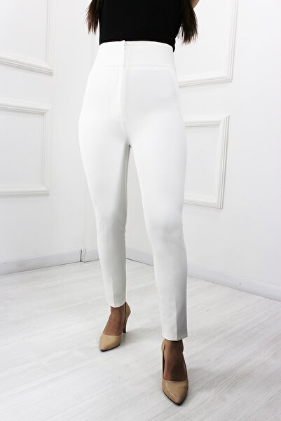 UGİMPOL Kadın Yüksek Bel Bilek Boy Dar Paça Kumaş Pantolon