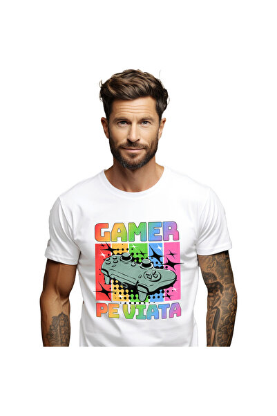 StoryGift Romania Tricou Barbati cu Maneta Jocuri Video Multicolor Gamer, Lum...