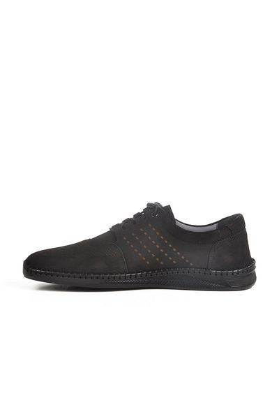 WALKWAY 617 m Black Nubuck Genuine Leather Men's Casual Shoes