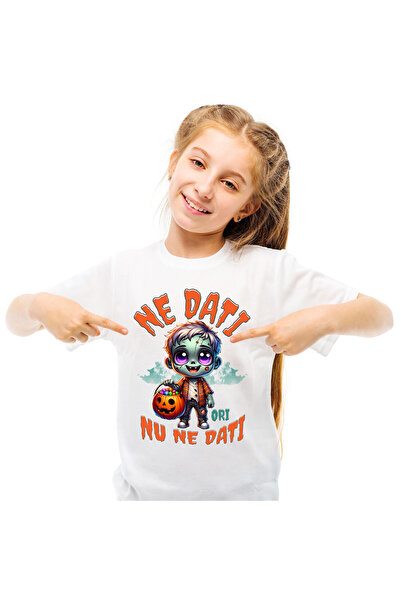 StoryGift Romania Tricou Copii cu Zombie La Colindat Cu Dovleac Cu Dulciuri C...