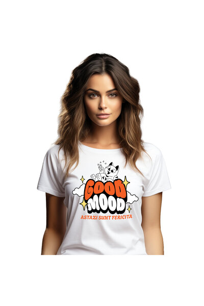 StoryGift Romania Tricou Femei cu Pisica Vesela, Animal Blanos, Copii, Distra...