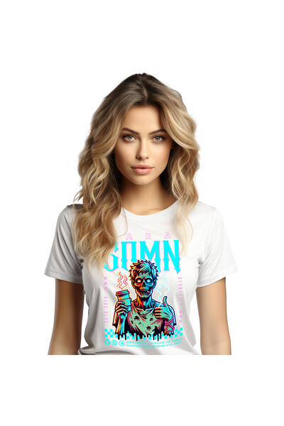 StoryGift Romania Tricou Femei cu Portret Zombie extenuat cu Tigara Si Cafea,...